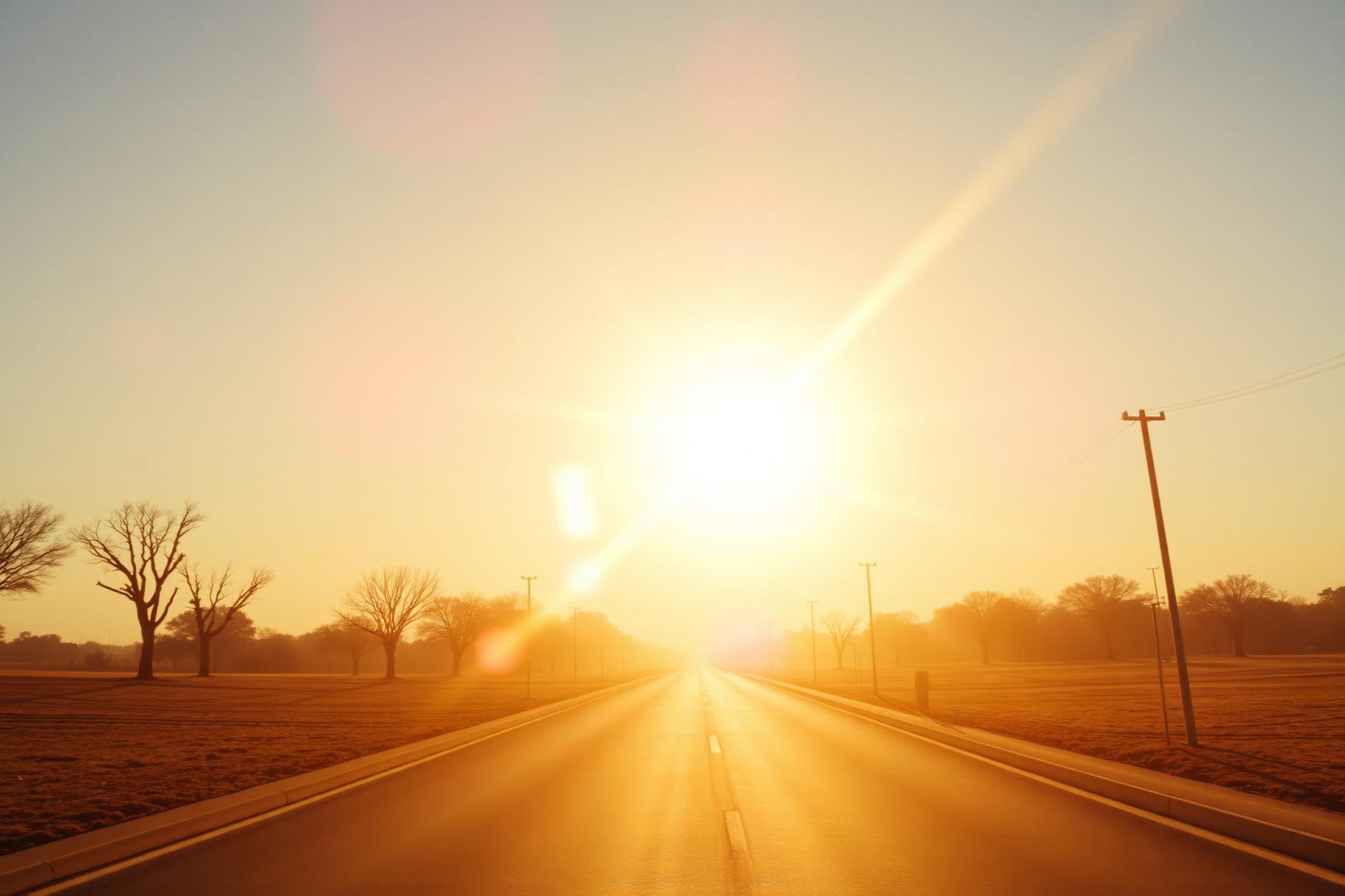 Man in distressed cap on empty street at sunrise